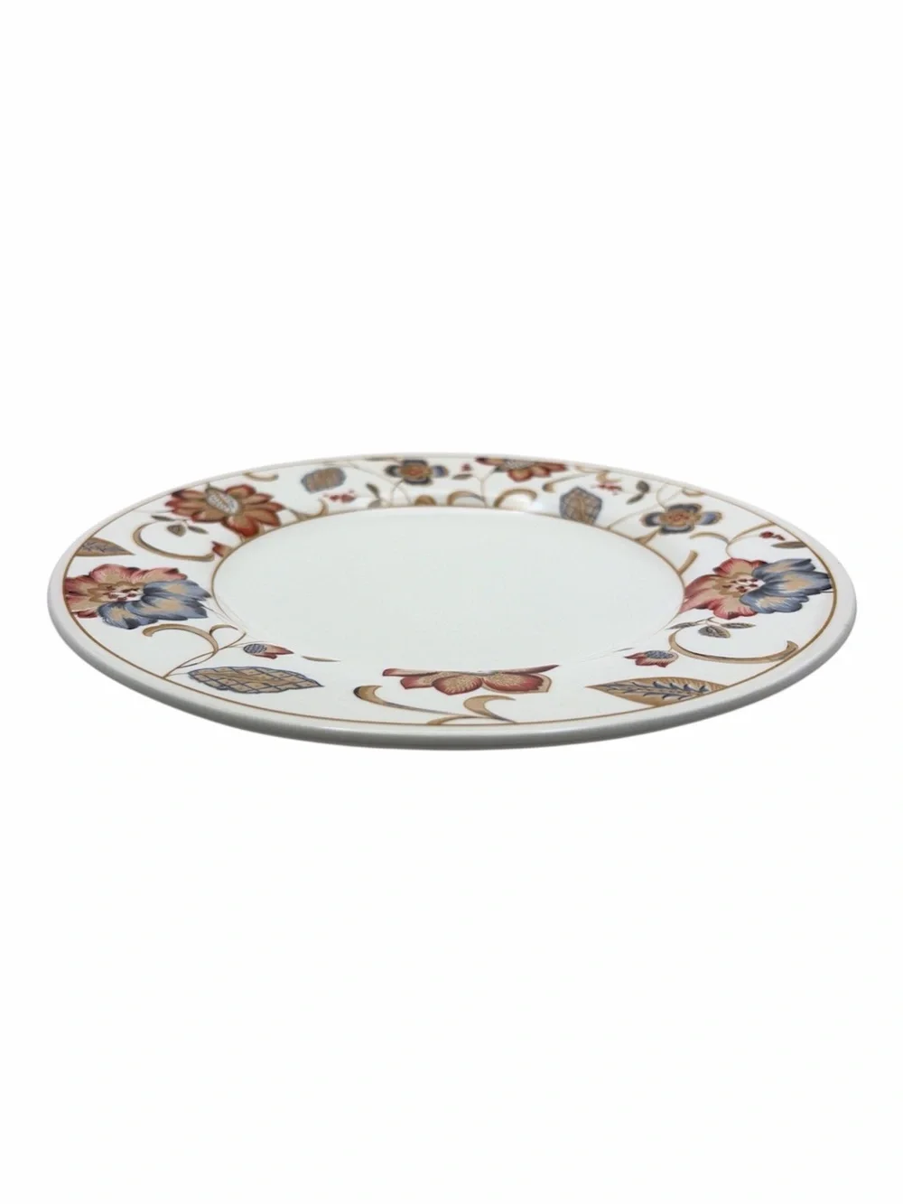 Queens Earthenware 10.5” Dinner Plate Jacobean Boho Red White Blue Floral